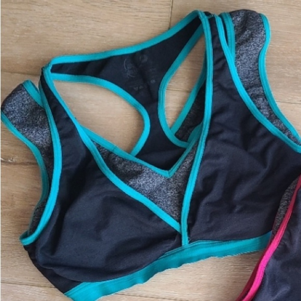 Cake Sports Bras in Black with Teal Trim